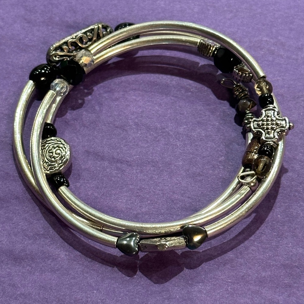 Mixed metal & beading wrap bracelet